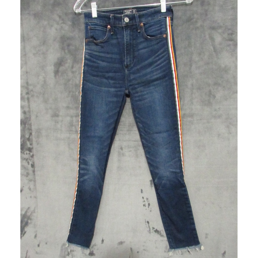 Abercrombie & Fitch Simone High Rise Ankle Skinny Jeans Women's Size 25/0 Stripe